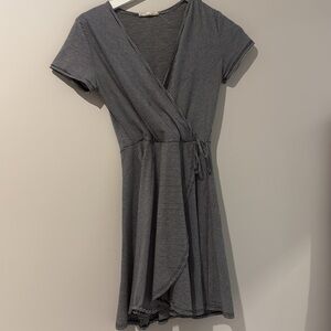 Striped Black and White Wrap Dress